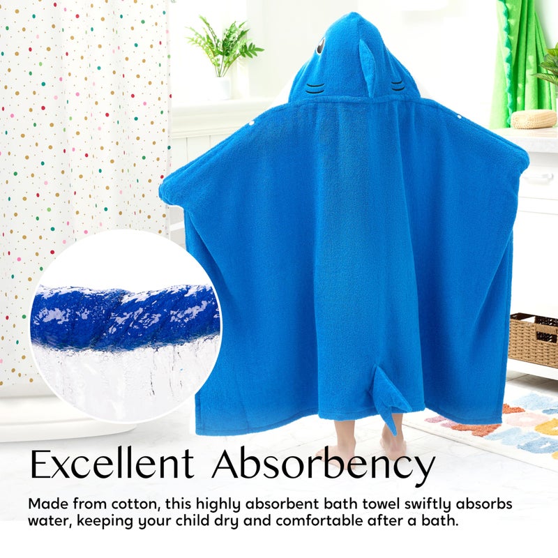 Joiedomi Shark Hooded Towel for Kids Soft 100% Cotton Bath Beach Towel 30" x 50" for Kids 3-10 Years Toddler Pool Poncho with Hood Absorbent Swim Wrap for Boys Girls - Image 5