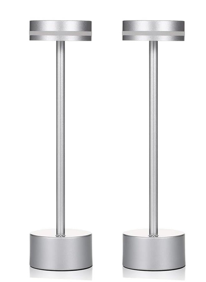 Taimi - Pack Of 2 Wireless Table Lamp With A Slim Angle Great Light Integrated LED Light Source 1500 mA Aluminum Lamp silver Color - Image 1