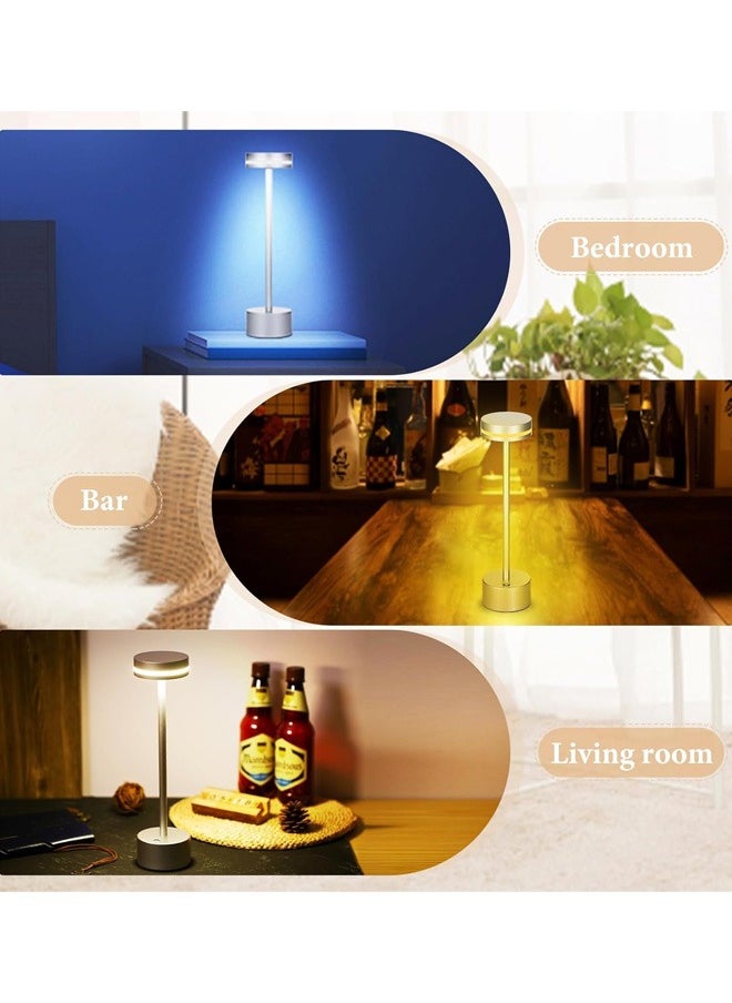 Taimi - Pack Of 2 Wireless Table Lamp With A Slim Angle Great Light Integrated LED Light Source 1500 mA Aluminum Lamp silver Color - Image 1