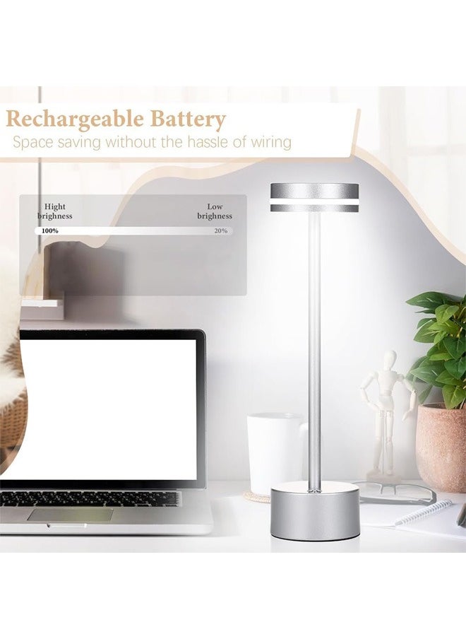 Taimi - Pack Of 2 Wireless Table Lamp With A Slim Angle Great Light Integrated LED Light Source 1500 mA Aluminum Lamp silver Color - Image 1