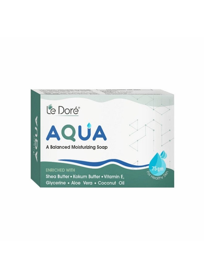 Le Dore Aqua Balanced Moisturizing Soap With Shea Kokum Butter Aloe Vera Vitamin E Glycerine Coconut Oil For All Skin Types Face And Body (75Gm) - Image 1