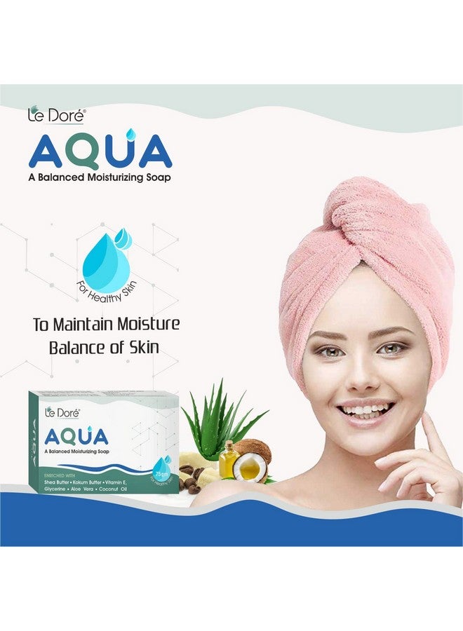 Le Dore Aqua Balanced Moisturizing Soap With Shea Kokum Butter Aloe Vera Vitamin E Glycerine Coconut Oil For All Skin Types Face And Body (75Gm) - Image 3