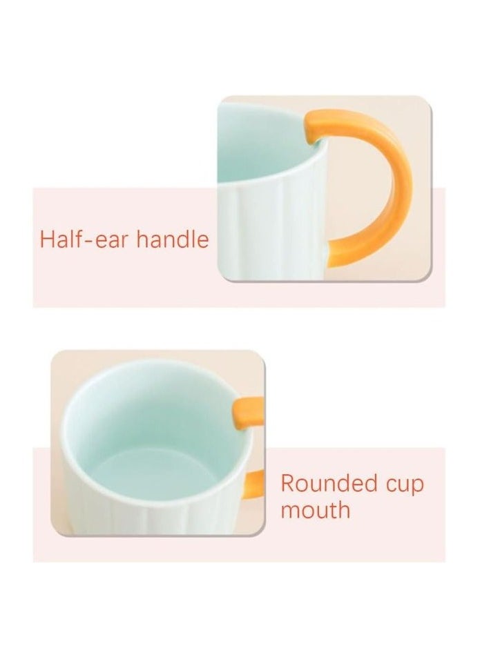 Simple round ceramic coffee mug for hot and cold drinks with a comfortable handle, multi-colore