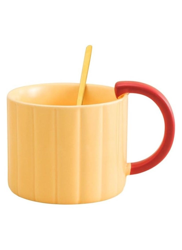 Simple round ceramic coffee mug for hot and cold drinks with a comfortable handle, multi-colore