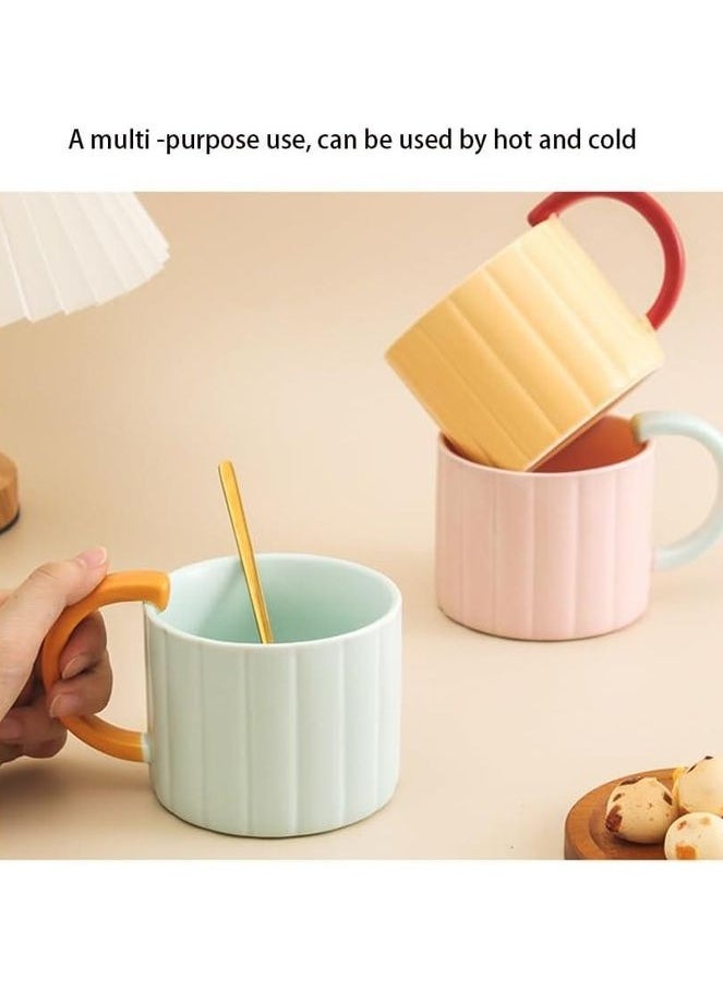 Simple round ceramic coffee mug for hot and cold drinks with a comfortable handle, multi-colore