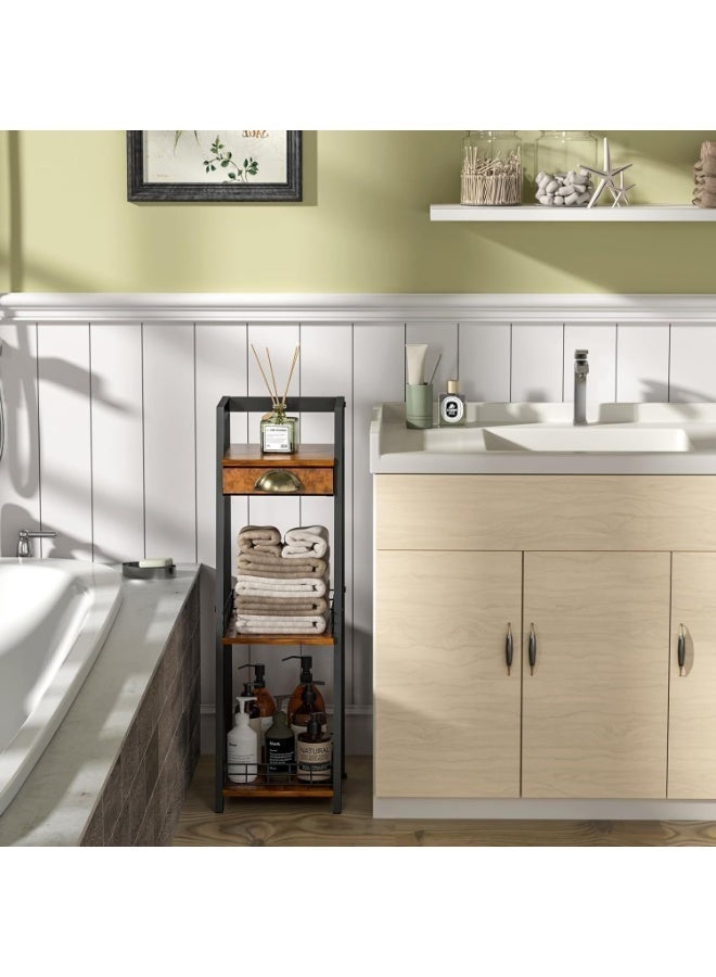 أوبتيا رفوف حمام بثلاثة مستويات مع درج، رف تخزين حمام ضيق، منظمات وتخزين حمام، رف سلم مفتوح، رف تخزين صغير، وحدة قائمة بذاتها رفيعة للمساحات الصغيرة، الحمام، غرفة المعيشة، غرفة النوم - Image 3