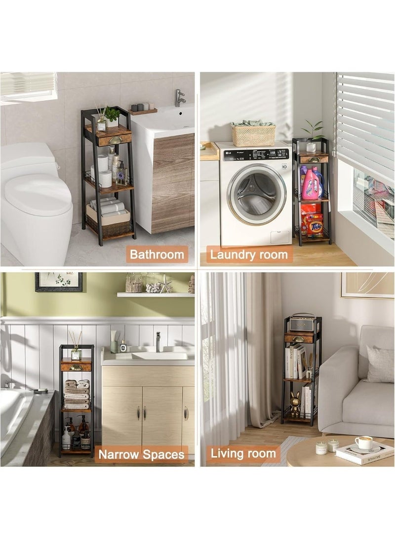 أوبتيا رفوف حمام بثلاثة مستويات مع درج، رف تخزين حمام ضيق، منظمات وتخزين حمام، رف سلم مفتوح، رف تخزين صغير، وحدة قائمة بذاتها رفيعة للمساحات الصغيرة، الحمام، غرفة المعيشة، غرفة النوم - Image 4