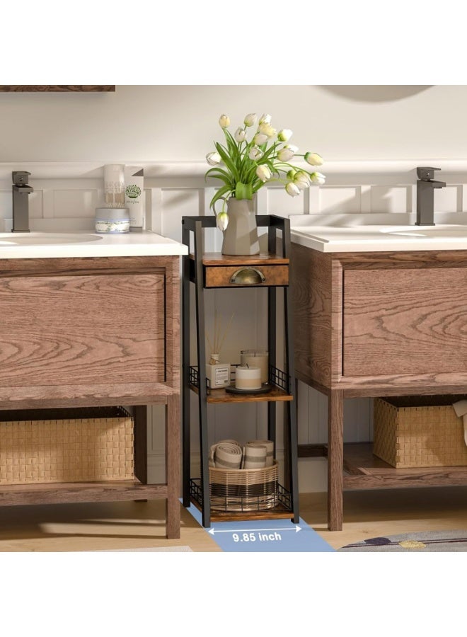 أوبتيا رفوف حمام بثلاثة مستويات مع درج، رف تخزين حمام ضيق، منظمات وتخزين حمام، رف سلم مفتوح، رف تخزين صغير، وحدة قائمة بذاتها رفيعة للمساحات الصغيرة، الحمام، غرفة المعيشة، غرفة النوم - Image 5