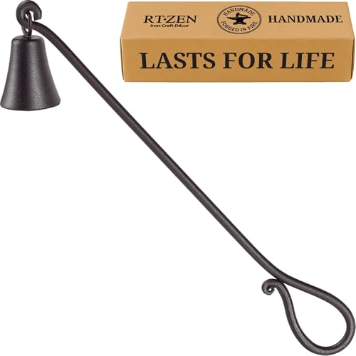 RTZEN Rustic Bell Candle Snuffer - Handcrafted Decorative Rustic Wrought Iron Candle Extinguisher Candlesnuffer with Long Handle - Unique Black Matte Farmhouse Decor Accessories Gift - Image 1