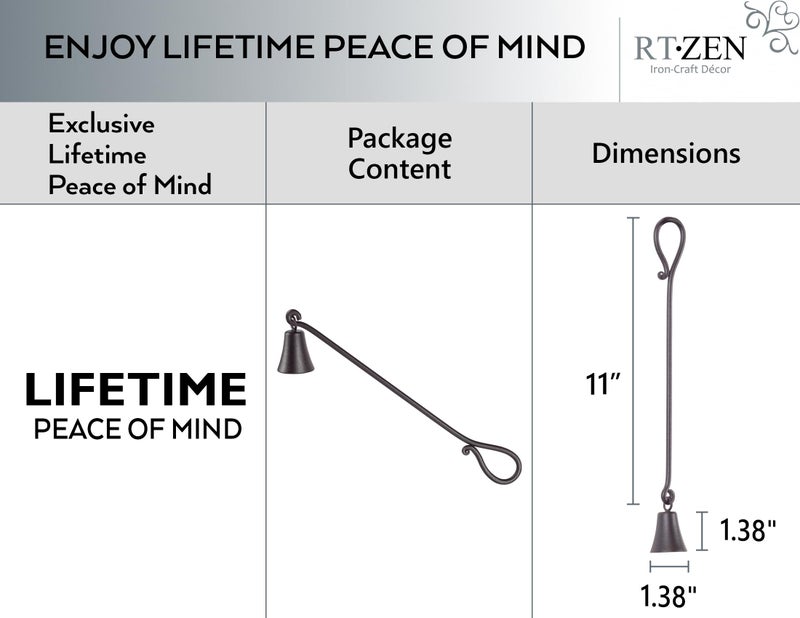 RTZEN Rustic Bell Candle Snuffer - Handcrafted Decorative Rustic Wrought Iron Candle Extinguisher Candlesnuffer with Long Handle - Unique Black Matte Farmhouse Decor Accessories Gift - Image 4