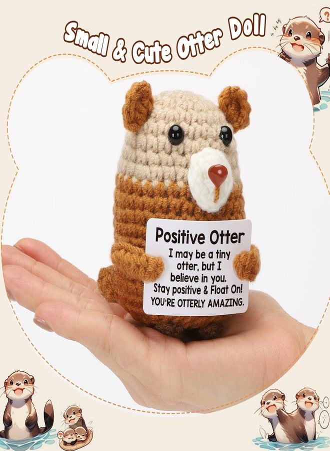 BuiltFit Crochet Otter Positive Gifts - Emotional Inspirational Support Motivational Small Otter Pickle Potato Galentines Valentines Day Easter Birthday Gifts for Women Men Son Daughter Teen Friend - Image 2