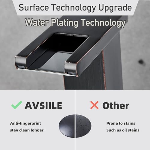 AVSIILE LED Bathroom Faucet 3 Hole, Oil Rubbed Bronze Waterfall Bathroom Faucets, 8 Inch Widespread Modern Bathroom Sink Faucet & Parts, Wide Spread Touch On Three Hole 2 Handle Bathroom Vanity Faucet - Image 4
