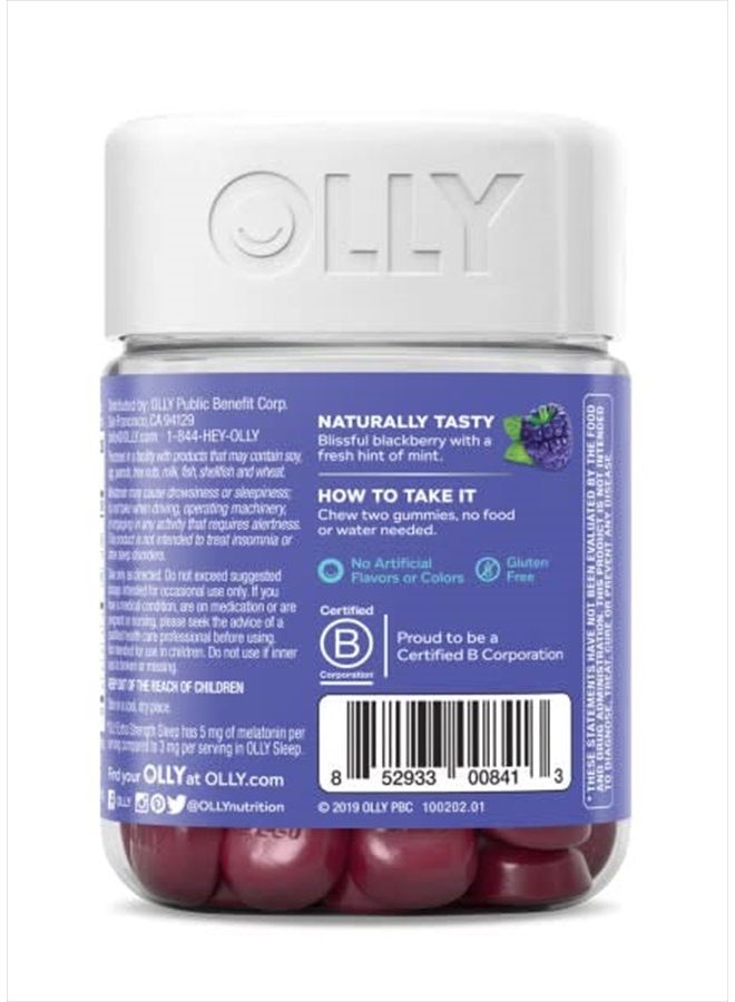OLLY علكة النوم بقوة إضافية، دعم النوم العرضي، 5 ملغ ميلاتونين، إل-ثيانين، بابونج، بلسم الليمون، مساعد النوم، توت أسود - 50 حبة - Image 3
