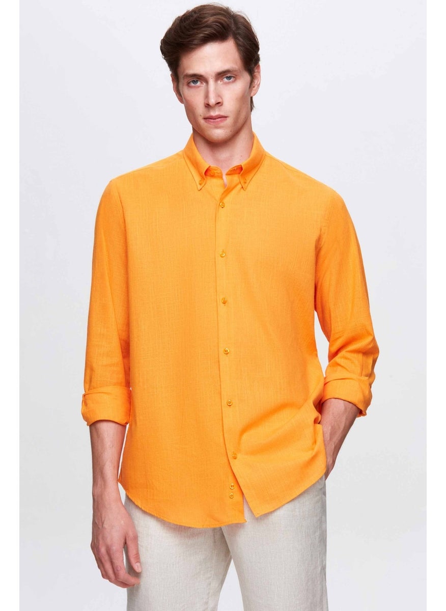 Comfort Light Orange Button-down Collar Relaxed Cut Linen Look 100% Cotton Shirt 2HC02ORT64265 - pzsku/Z6C724733E5E85835164CZ/45/_/1727708195/e8792053-bec8-4ddf-9275-41c3fec9b5b8