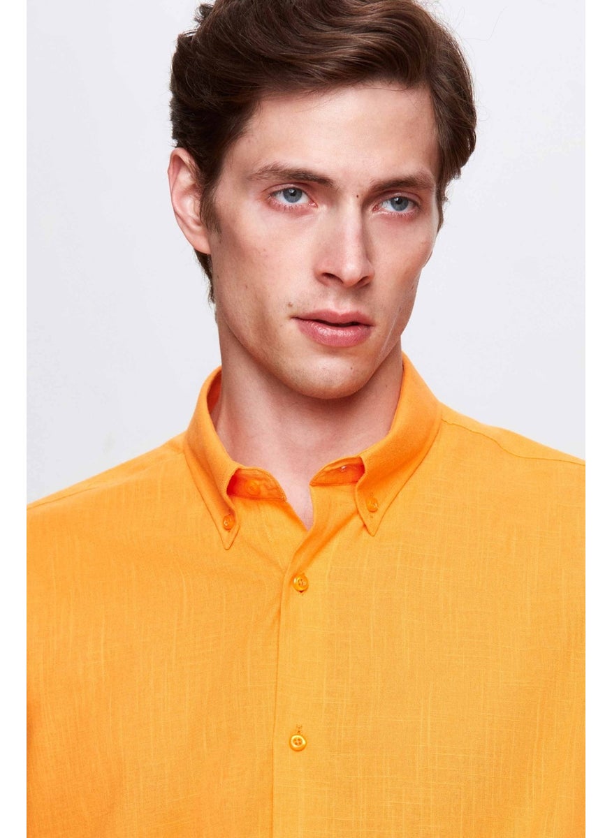 Comfort Light Orange Button-down Collar Relaxed Cut Linen Look 100% Cotton Shirt 2HC02ORT64265 - pzsku/Z6C724733E5E85835164CZ/45/_/1727708196/dd454cfd-4150-4c28-b51d-e943b2961573