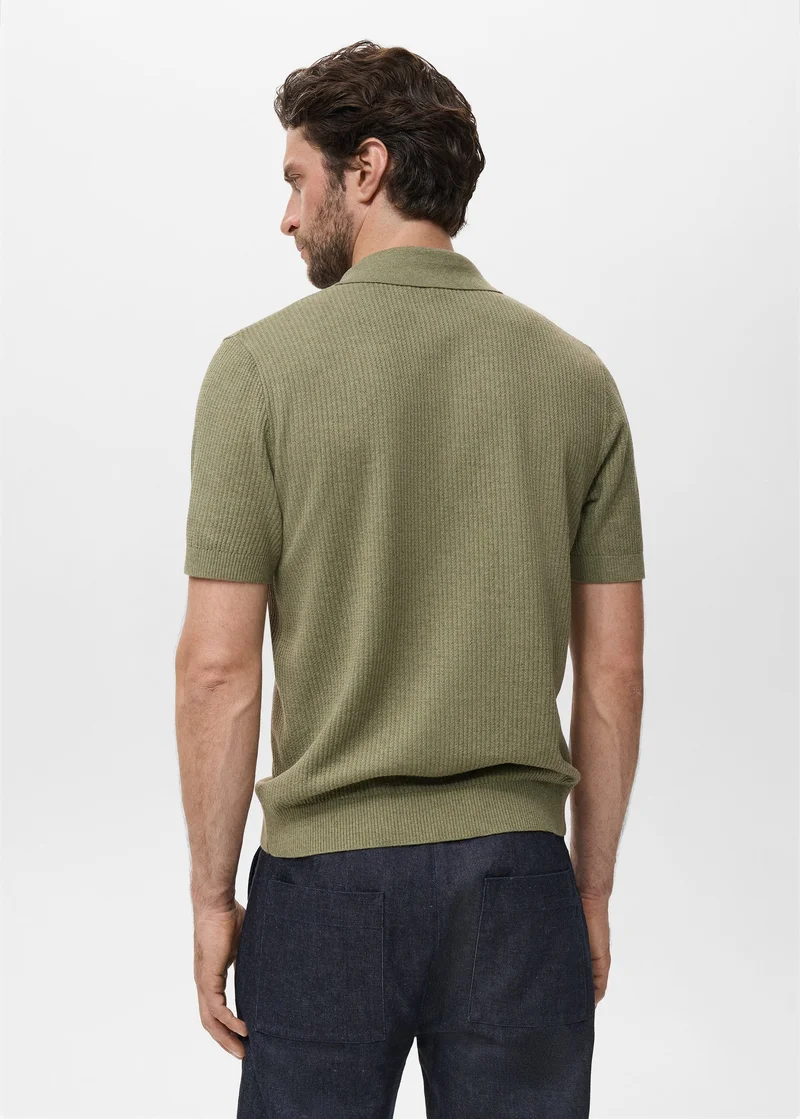 Mango Man Ribbed knit polo shirt