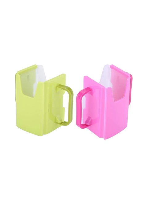 Adjustable Juice Box Holder Spill proof Milk Drink Cup Holder Saucer with Handle for Babie Toddler Kid Pink