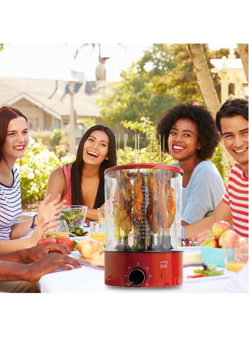 DUMBO Electric 360° Automatic Rotating Smoke-free Grill BBQ Machine Rotisserie Machine Timed 1100W TK-12D Red  - Image 4