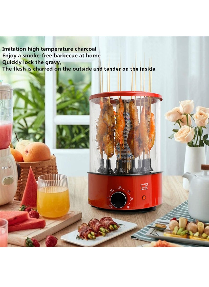 DUMBO Electric 360° Automatic Rotating Smoke-free Grill BBQ Machine Rotisserie Machine Timed 1100W TK-12D Red  - Image 2