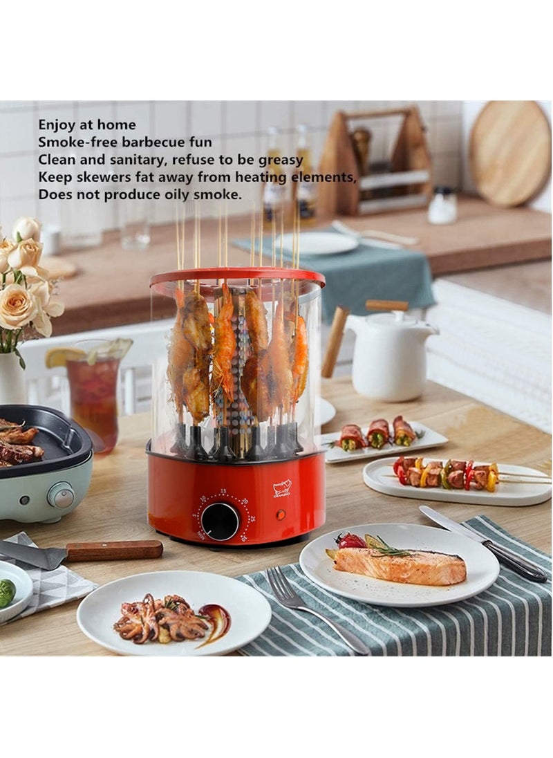 DUMBO Electric 360° Automatic Rotating Smoke-free Grill BBQ Machine Rotisserie Machine Timed 1100W TK-12D Red  - Image 3