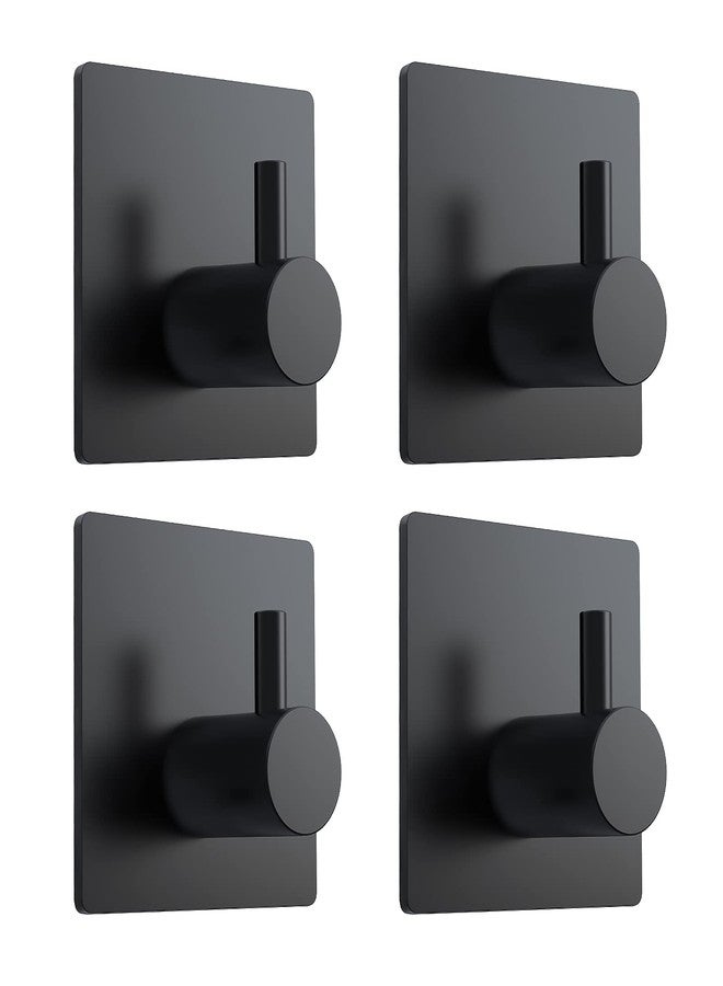 VIS'V Adhesive Towel Hooks, Waterproof Shower Wall Stick on Hooks, 2 Extra Adhesive Strips, Black, 4 Pcs - Image 1