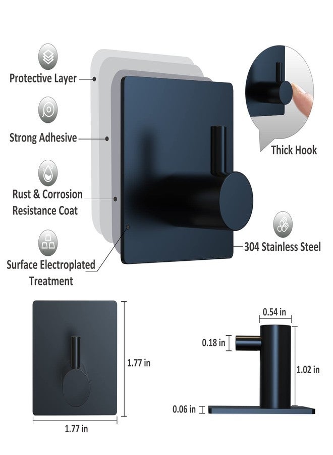 VIS'V Adhesive Towel Hooks, Waterproof Shower Wall Stick on Hooks, 2 Extra Adhesive Strips, Black, 4 Pcs - Image 3