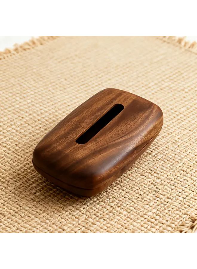 صندوق المناديل من الجوز 8.66 × 5.12 بوصة تصميم مستطيل عصري بسيط غطاء سهل الاستبدال - Image 1