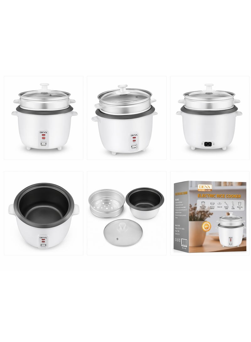 DENX Electric Rice Cooker 0.6L 350W Compact Non-Stick Inner Pot with Steamer Basket Model DX2085 - Image 2