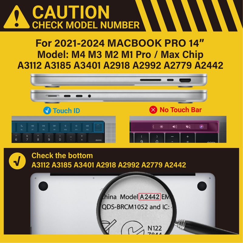 IBENZER Case for MacBook Pro 14 Inch Case 2025 2024 M4 M3 M2 M1 A3112 A3185 A3401 A2918 A2992 A2779 A2442 Pro/Max, HardshellCase &KeyboardCover &ScreenFilm &Type-C(2025-2021),Black,T14BK+2TC - Image 2