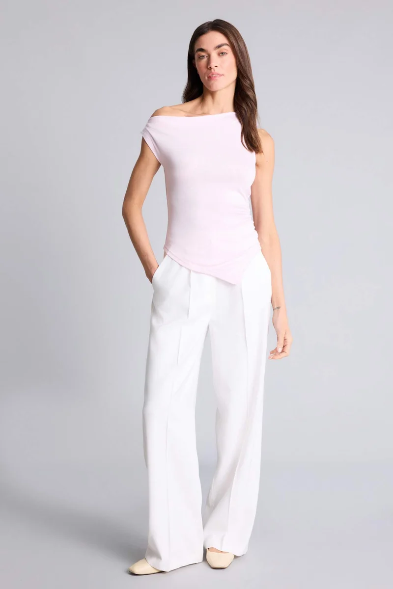 DeFacto Slim Fit One Shoulder Ribbed T-Shirt