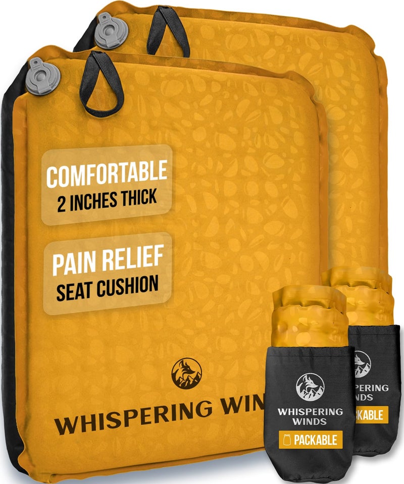 Whispering Winds Inflatable Seat Cushion - Comfortable Blow-up Foam Pad for Airplane, Travel, Stadium, Outdoors, Camping, Car & More - Image 1