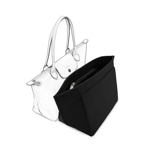 D.DUO Bag Insert Organizer, purse accessories, Suitable For Longchamp long handle tote organizer (Black, L（long handle）) - Image 1