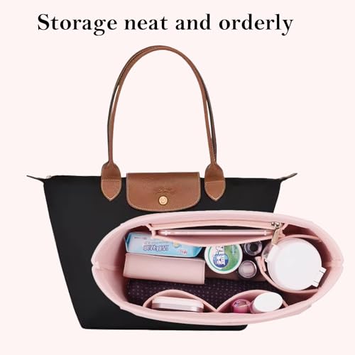 D.DUO Bag Insert Organizer, purse accessories, Suitable For Longchamp long handle tote organizer (Black, L（long handle）) - Image 3