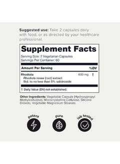 Toniiq Triple-Strength 600Mg Rhodiola Rosea - 120 Capsules - 5% Salidroside Concentrated Extract - Highly Purified And Bioavailable  - Image 2