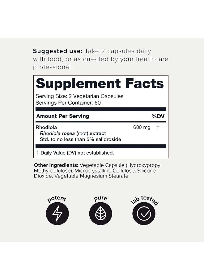 Toniiq Triple-Strength 600Mg Rhodiola Rosea - 120 Capsules - 5% Salidroside Concentrated Extract - Highly Purified And Bioavailable  - Image 2