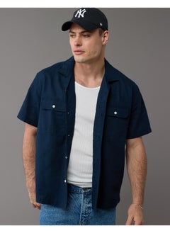American Eagle Striped Button-Up Poolside Shirt  - Image 1