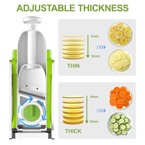 SupMaKin Safe Mandoline Slicer for Kitchen, Potato Slicer for Chips, Vegetable & Food Cutter,Thickness Adjustable 0.1-8 mm, Kitchen Faster Slice Artifact (Only Slicer) - Image 2