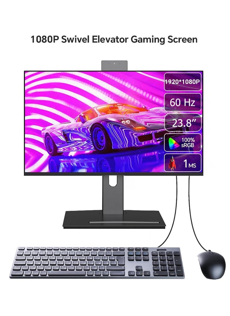 24" FHD Display All-in-One PC Intel N95 , 8GB RAM, 256GB SSD, WIFI, 1080P, Retractable Webcam Adjustable Stand, Keyboard & Mouse