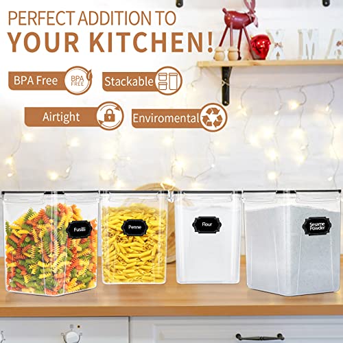 PRAKI Large Airtight Food Storage Containers 5.2L / 195oz, BPA Free, 4pcs Pantry Kitchen Organizers and Storage for Flour, Sugar, Baking Supplies, Plastic Flour Container with 20 Labels & Maker - Image 5