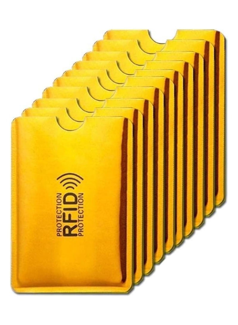 SOLDOUT Anti RFID Blocking Reader Lock Card Holder ID Bank Card Case Protector Aluminium Metal Smart Anti-Theft Credit Card Holder (Pack of 10, Yellow)  - Image 1