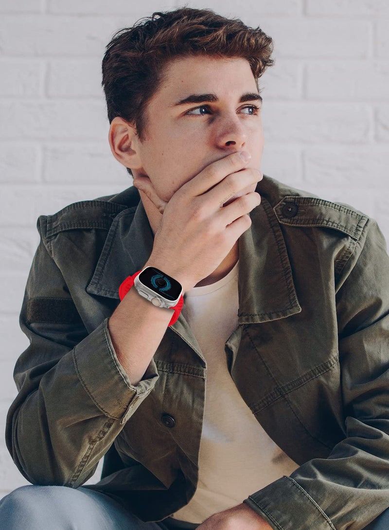 49mm/45mm/44mm/ Sport Silicone Watch Band Compatible with Apple Watch Series 9/8/7/6/5/4/3/2/1 & SE – Breathable Soft Strap with Buckle -  Red - Image 5