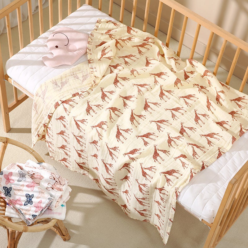 Cotton Two-Layer Wrapping Towel Soft Breathable Newborn Bath Towel Cover Blanket Wrapping Blanket Baby Baby Products Swaddle Towel - Image 2