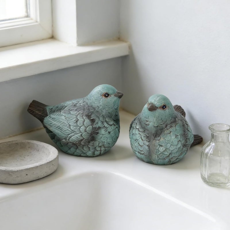Cynkeyee Bird Statues for Home Decor - Set of 2 Resin Bird Figurines Home Decor,Decorative Tabletop Accents, Small Bird Decor Perfect for Easter Decorations, Beautiful Animal Figurines - Image 3