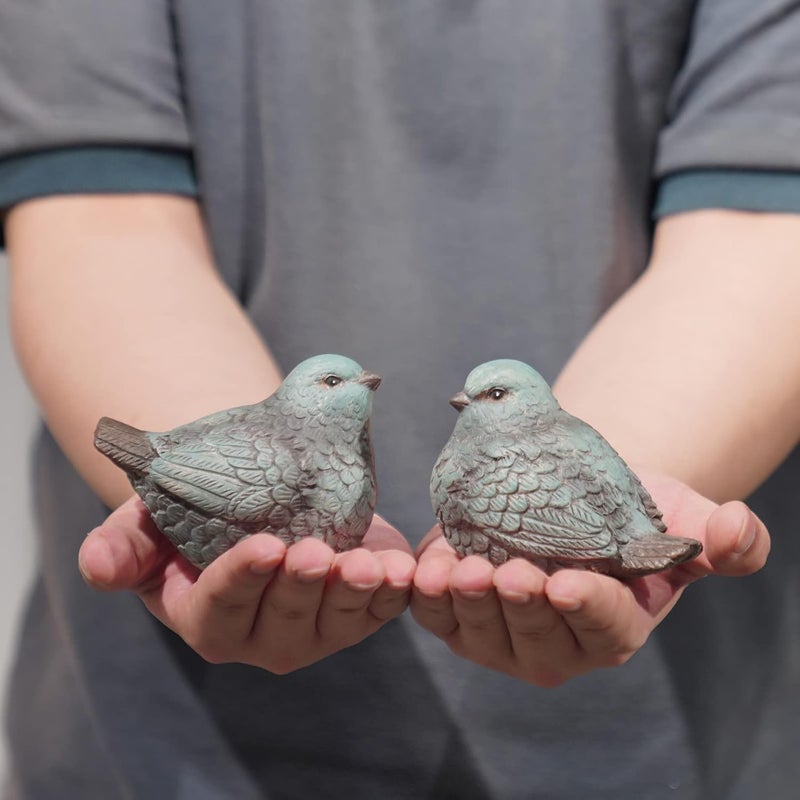 Cynkeyee Bird Statues for Home Decor - Set of 2 Resin Bird Figurines Home Decor,Decorative Tabletop Accents, Small Bird Decor Perfect for Easter Decorations, Beautiful Animal Figurines - Image 2