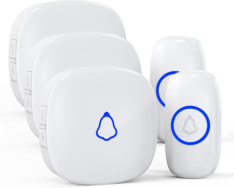 SECRUI Wireless Doorbell, Remote Door Bell Ringer Wireless Long Range 1000FT, Matt Finish, SECRUI Wireless Doorbells for Home with 3 Plug-in Doorbell Chime and 2 Waterproof Ringer Button (White) - Image 1