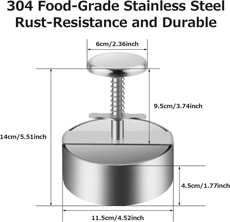 Burger Press, Stainless Steel Adjustable Hamburger Patty Maker, Non Stick Patty making molds are suitable for beef, vegetables, burgers and Cooking,BPA free - Ideal for BBQ, silver - Image 2