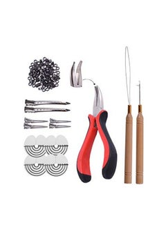 yantaisiyu 200Pcs Micro Silicone Rings Hair Extensions Kit Itip Hair Pliers Micro Pulling Hook Needle Loop Threader And Micro Silicone Links（Black)  - Image 2