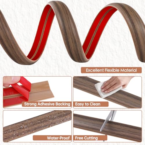 EYAYEN Floor Cord Cover for Wires on Floor Self Adhesive Cord Hider Floor Cable Management Wire Covers for Cords Protector Prevent Cable Trips Cord Cavity W 0.47" x H 0.27", Misty Brown Wood, 3.3Ft - Image 2