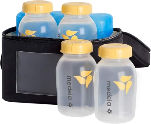 Medela Breast Milk Cooler Set with Cooler Storage Bag Contoured Ice Pack and Four 5oz Bottles for OnTheGo Transport Made Without BPA - Image 1