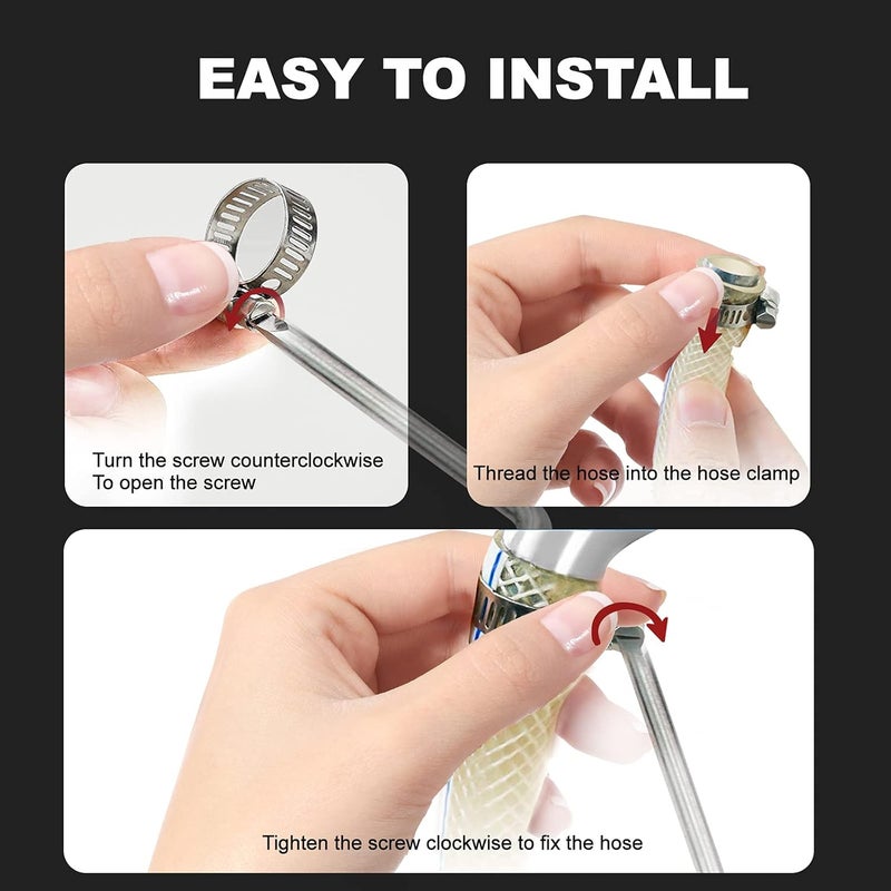 Juasky 20pcs Adjustable Worm Gear Hose Clamp Stainless Steel Pipe Clamps, 1"-2"(27-51mm) Tube Clamp Tool for Water Pipe, Plumbing, Fuel Line,Intercooler - Image 4
